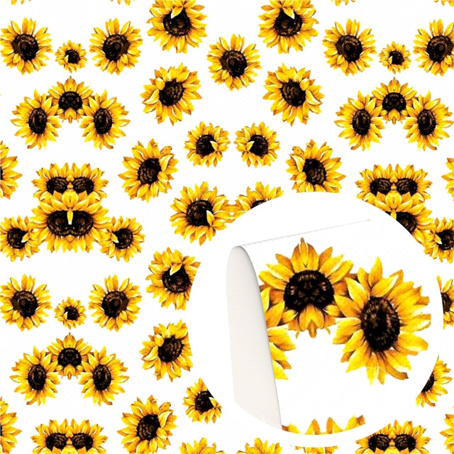 Sunflower Printed Faux Leather Sheet
