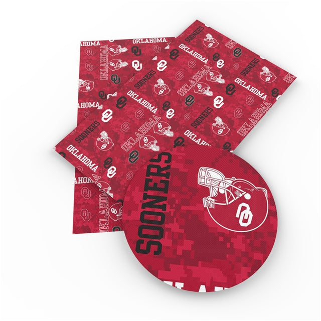 Sooners Football Litchi Faux Leather Print Sheet