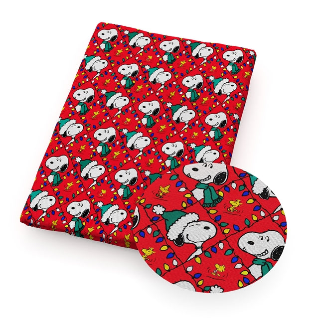 Snoopy Christmas Textured Liverpool/ Bullet Fabric with a textured feel