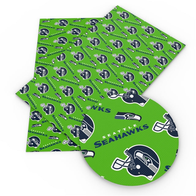 Seahawks Football Litchi Printed Faux Leather Sheet