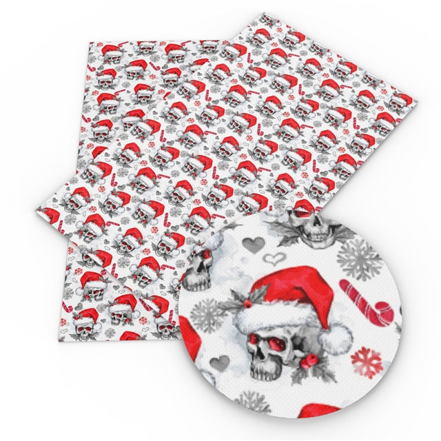 Skull Christmas Print Bullet Textured Liverpool Fabric