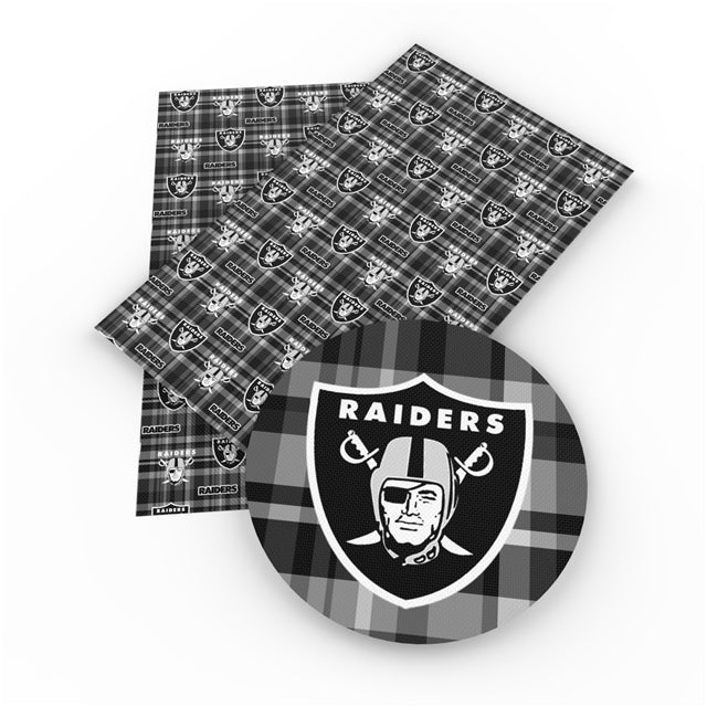 Raiders Football Litchi Printed Faux Leather Sheet Litchi has a pebble like feel with bright colors