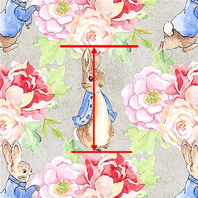 Peter Rabbit Litchi Printed Faux Leather Sheet Litchi has a pebble like feel with bright colors
