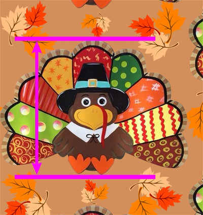 Thanksgiving Turkey Litchi Printed Faux Leather Sheet Litchi has a pebble like feel with bright colors