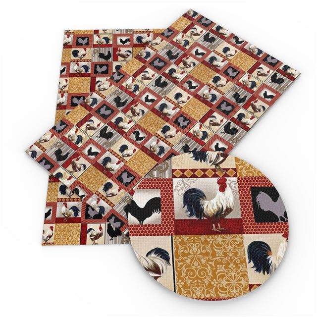 Farm Chicken Litchi Printed Faux Leather Sheet