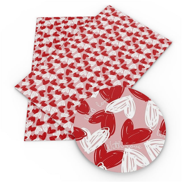 Hearts Litchi Printed Faux Leather Sheet Litchi has a pebble like feel with bright colors