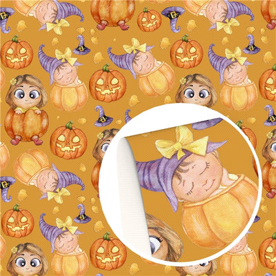Halloween Pumpkin Babies Printed Faux Leather Sheet