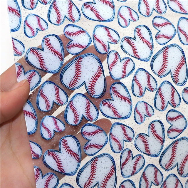 Baseball Hearts Printed See Through Sheet  Clear Transparent Sheet