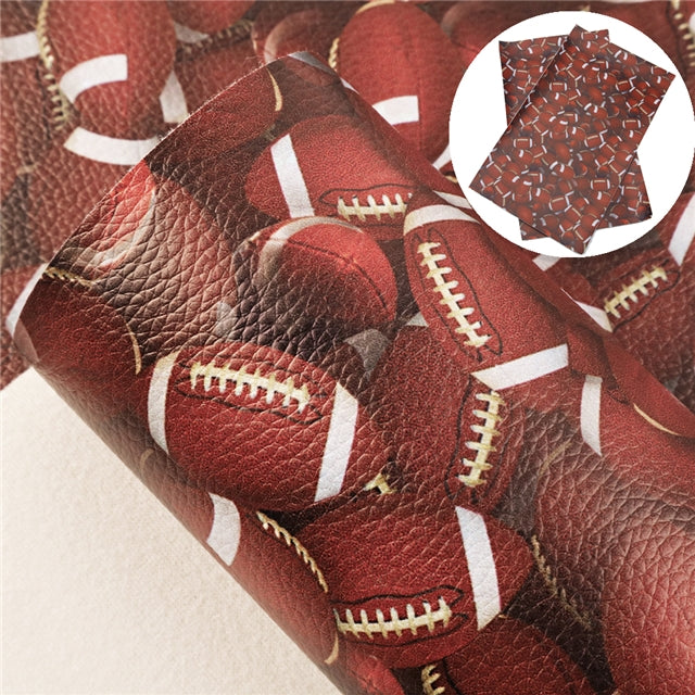 Football Litchi Printed Faux Leather Sheet