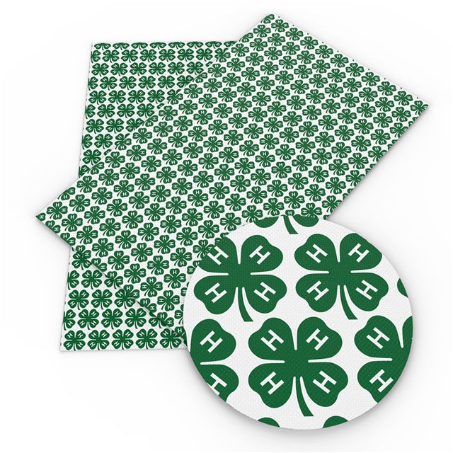 4-H Clover Litchi Printed Faux Leather Sheet Litchi has a pebble like feel with bright colors
