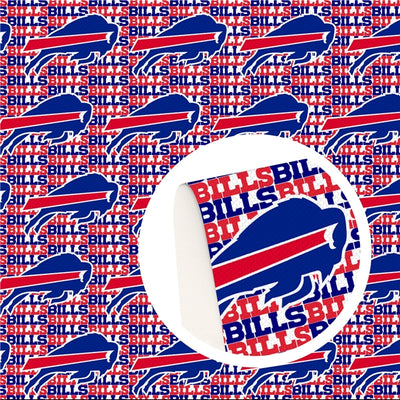 Buffalo Bills Football Litchi Printed Faux Leather Sheet Litchi has a pebble like feel with bright colors