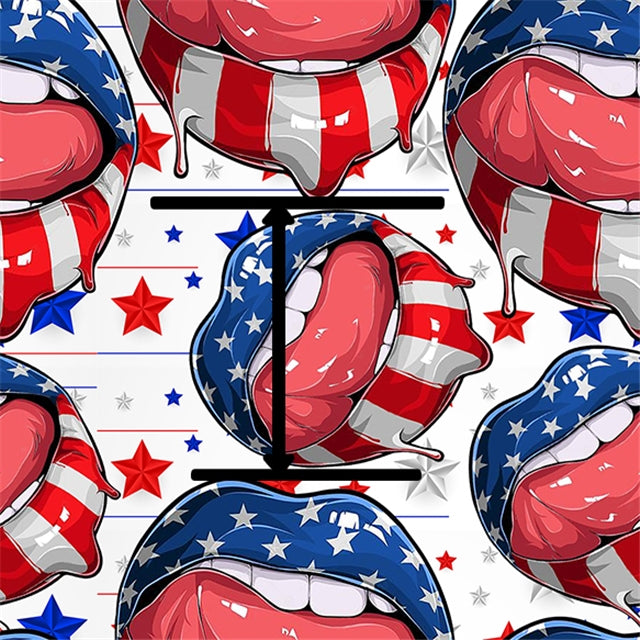 Red, White and Blue Lips Printed Faux Leather Sheet