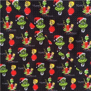 The Grinch Christmas Print Bullet Textured Liverpool Fabric