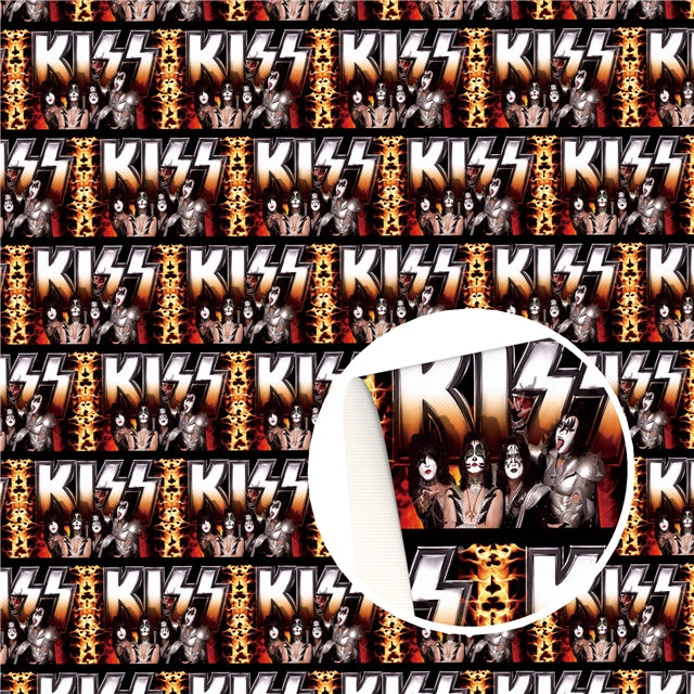 Kiss Band Litchi Printed Faux Leather Sheet Litchi has a pebble like feel with bright colors