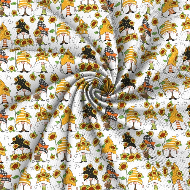 Sunflower Summer Gnomes Print Bullet Textured Liverpool Fabric