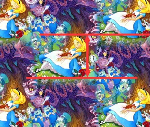 Alice In Wonderland Litchi Printed Faux Leather Sheet