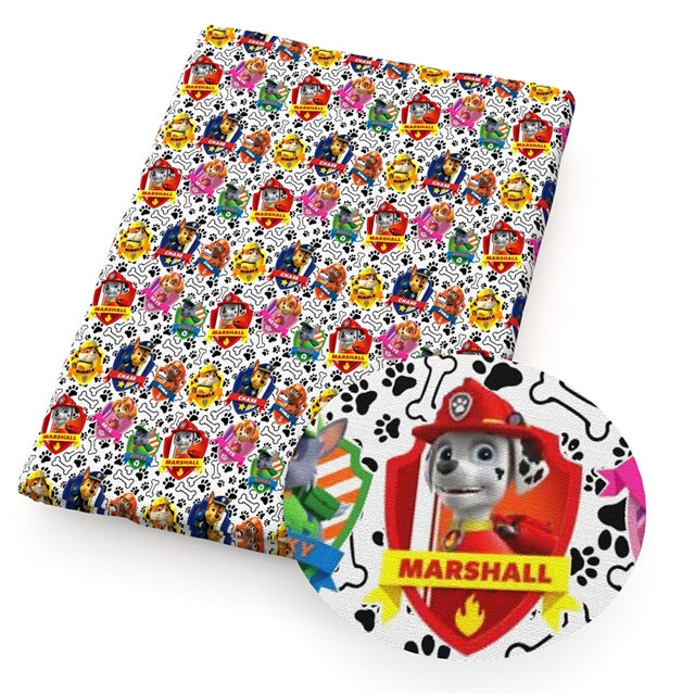 Paw Patrol Litchi Printed Faux Leather Sheet Litchi has a pebble like feel with bright colors