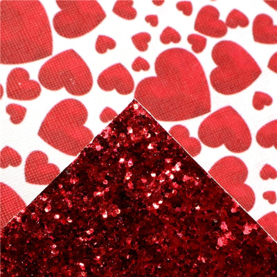 Valentine with Glitter Double Pattern Faux Leather Sheet