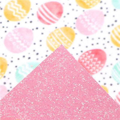 Easter Eggs with Glitter Double Pattern Faux Leather Sheet