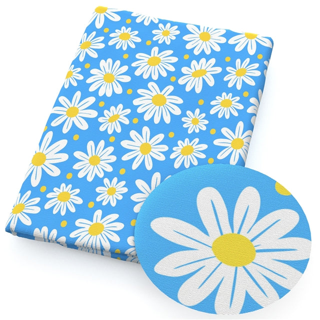 Daisy Flower Textured Liverpool/ Bullet Fabric with a textured feel