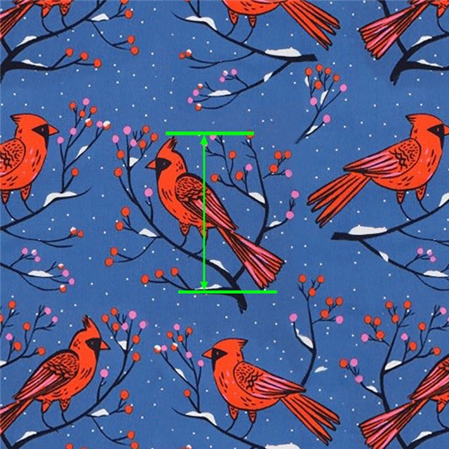 Red Robin Christmas Litchi Printed Faux Leather Sheet