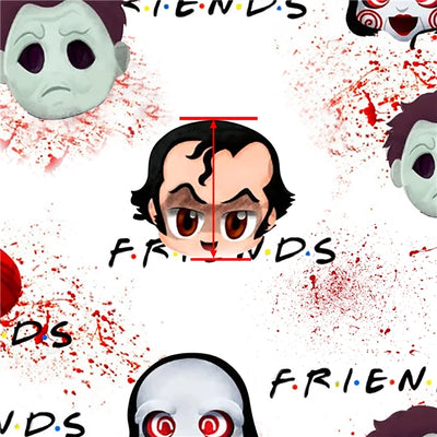 Friends Scary Movies Halloween Characters Litchi Printed Faux Leather Sheet