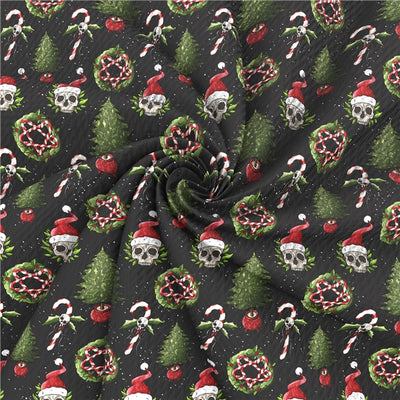 Skull Christmas Textured Liverpool/ Bullet Fabric with a textured feel