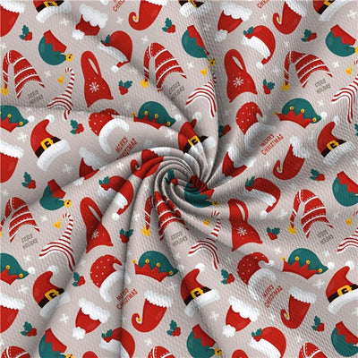 Gnomes Santa Hats Christmas Textured Liverpool Fabric