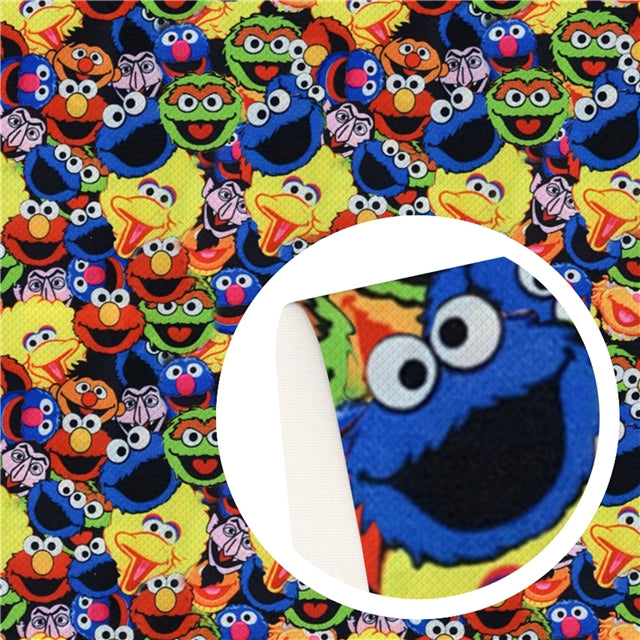 Sesame Street Litchi Printed Faux Leather Sheet Litchi has a pebble like feel with bright colors