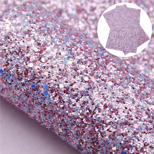 Sequins Chunky Glitter Printed Faux Leather Sheet