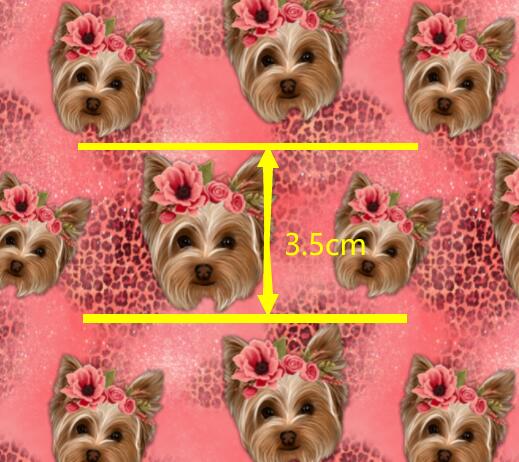 Dog Face Litchi Printed Faux Leather Sheet Litchi has a pebble like feel with bright colors
