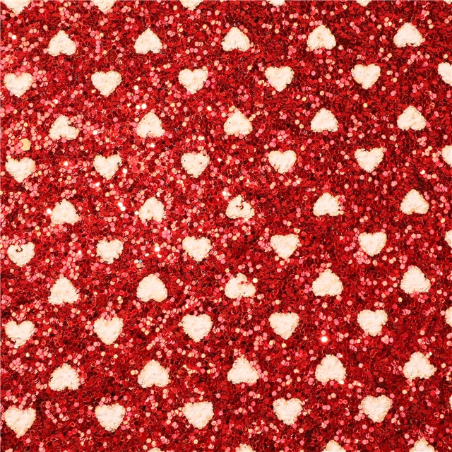 Valentine with Glitter Double Pattern Faux Leather Sheet