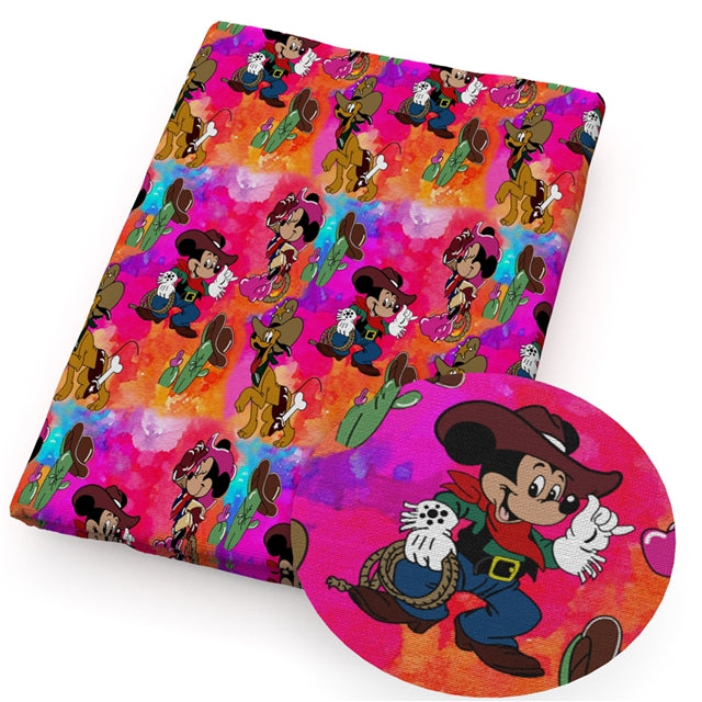 Mickey Cowboy Printed Faux Leather Sheet