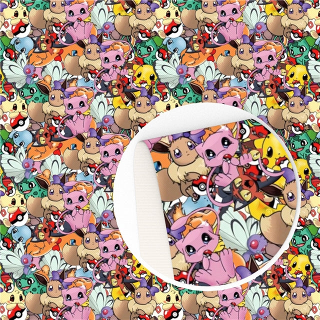 Pokémon Inspired Printed Faux Leather Sheet