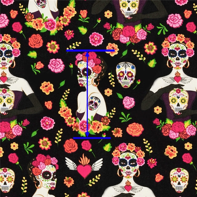 Sugar Skull Girl Litchi Printed Faux Leather Print Sheet