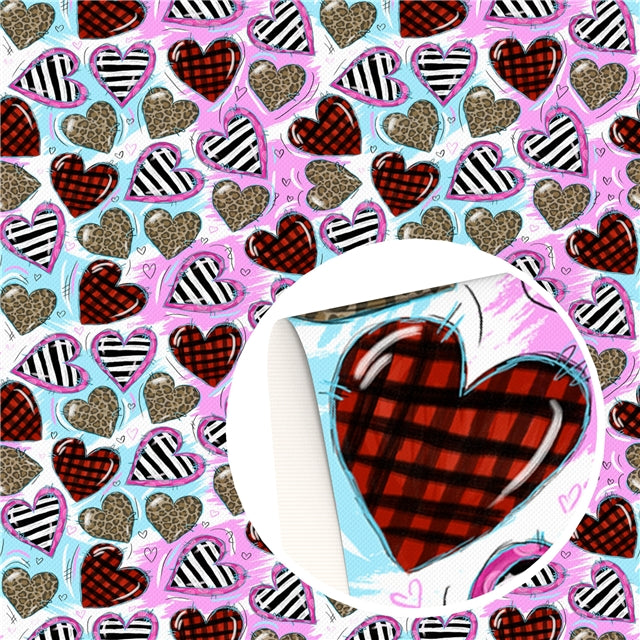 Leopard Hearts Love Printed Faux Leather Print Sheet