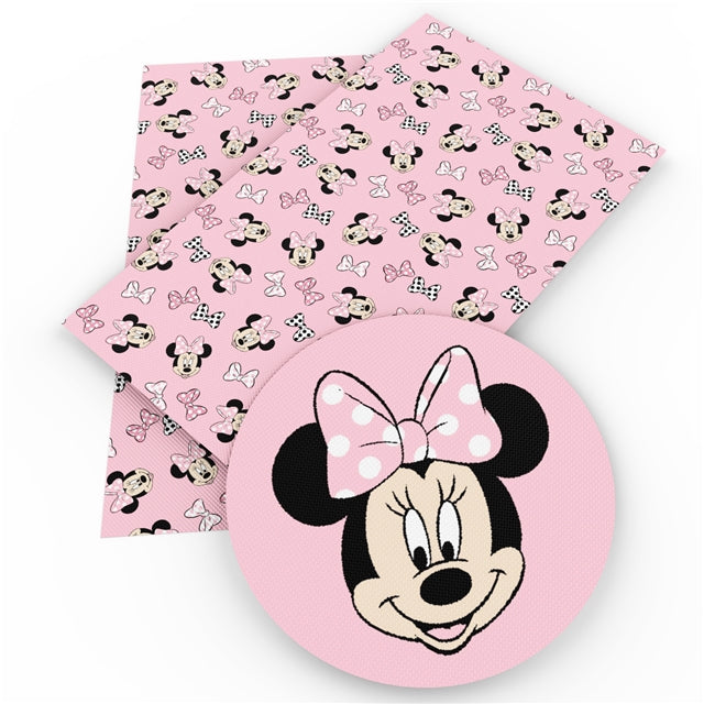 Minnie Mouse Printed Faux Leather Sheet Litchi has a pebble like feel with bright colors