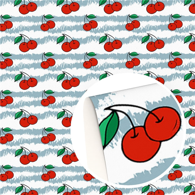 Cherry Fruit Printed Faux Leather Sheet
