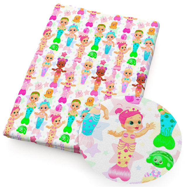 Bloopies Mermaids Litchi Printed Faux Leather Sheet