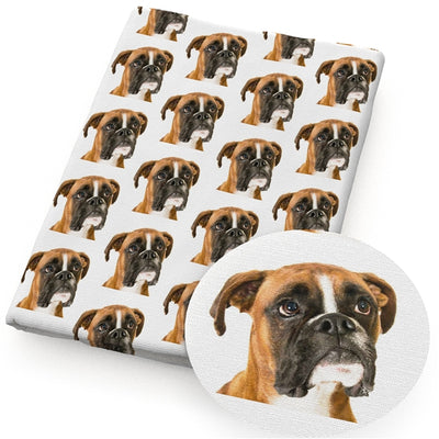 Boxer Dog Litchi Printed Faux Leather Sheet