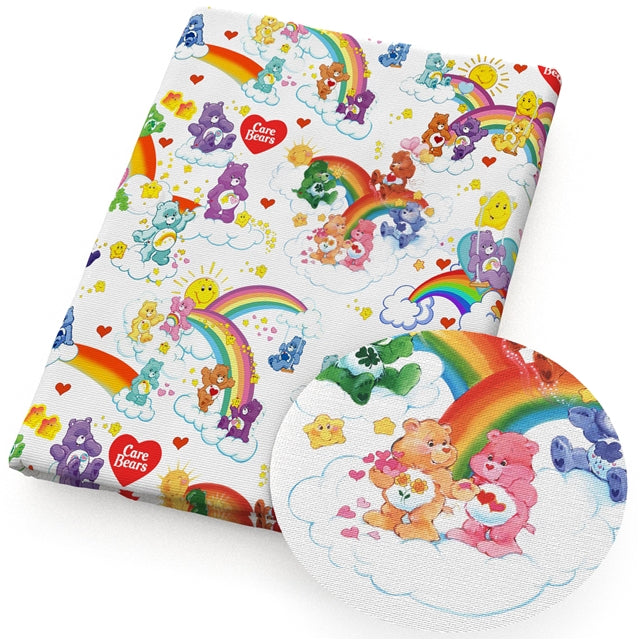 Rainbow Bears Litchi Printed Faux Leather Sheet