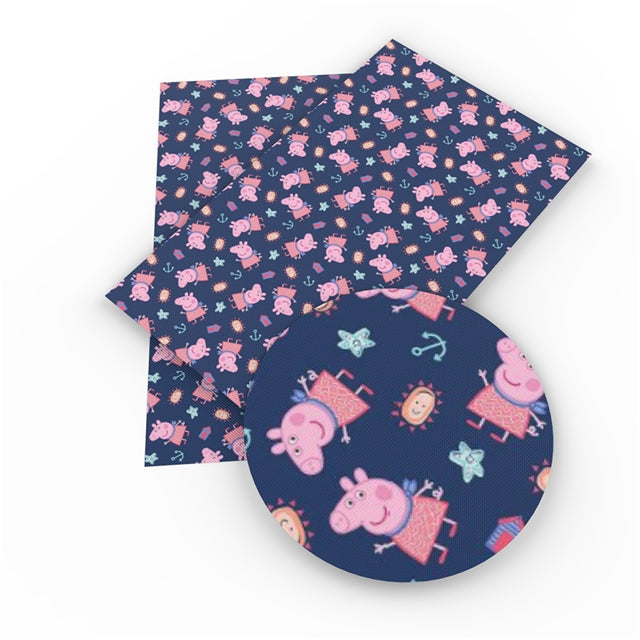 Peppa Pig Litchi Printed Faux Leather Sheet Litchi has a pebble like feel with bright colors