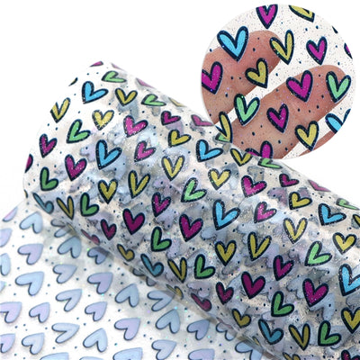 Colorful Hearts Printed See Through Sheet  Clear Transparent Sheet