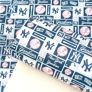 New York Yankee Baseball Litchi Printed Faux Leather Sheet