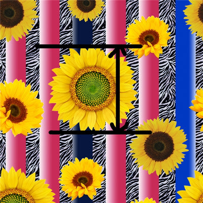 Sunflowers and Stripes Litchi Printed Faux Leather Sheet