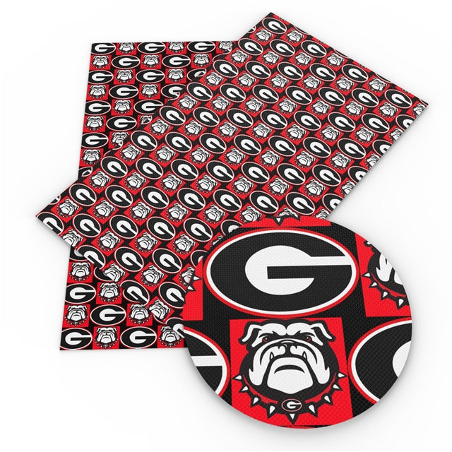 Bulldogs Football Litchi Printed Faux Leather Sheet