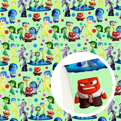 Inside Out Movie Litchi Printed Faux Leather Sheet