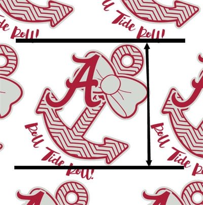 Roll Tide Football Litchi Printed Faux Leather Sheet Litchi has a pebble like feel with bright colors
