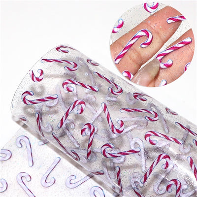 Candy Canes Christmas Printed See Through Sheet  Clear Transparent Sheet