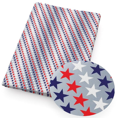 Red, White and Blue Stars Bullet Textured Liverpool Fabric